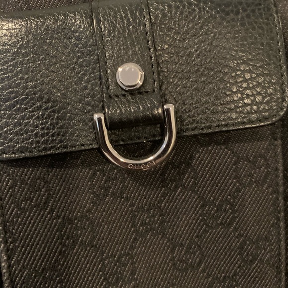 GUCCI Abbey Black Monogram D Ring Pocket Hobo Bag - Picture 11 of 15